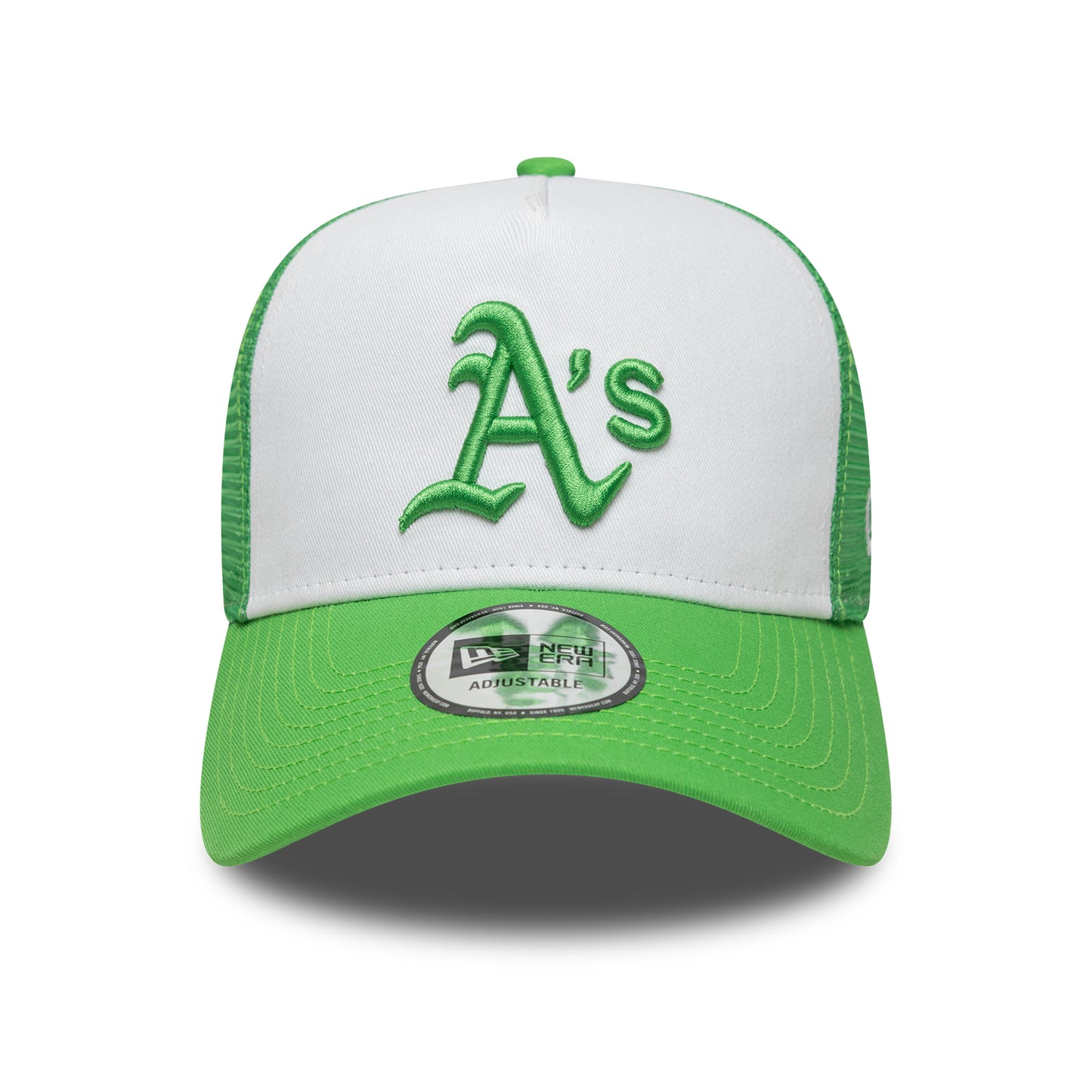 Gorra de camionero A-Frame MLB League Essential Athletics de New Era - Verde Brillante-Blanco