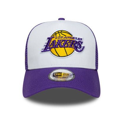 Gorra de camionero A-Frame NBA Side Patch L.A. Lakers de New Era - Morado-Blanco