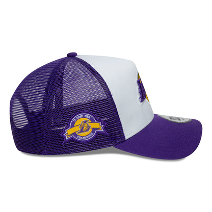 Gorra de camionero A-Frame NBA Side Patch L.A. Lakers de New Era - Morado-Blanco