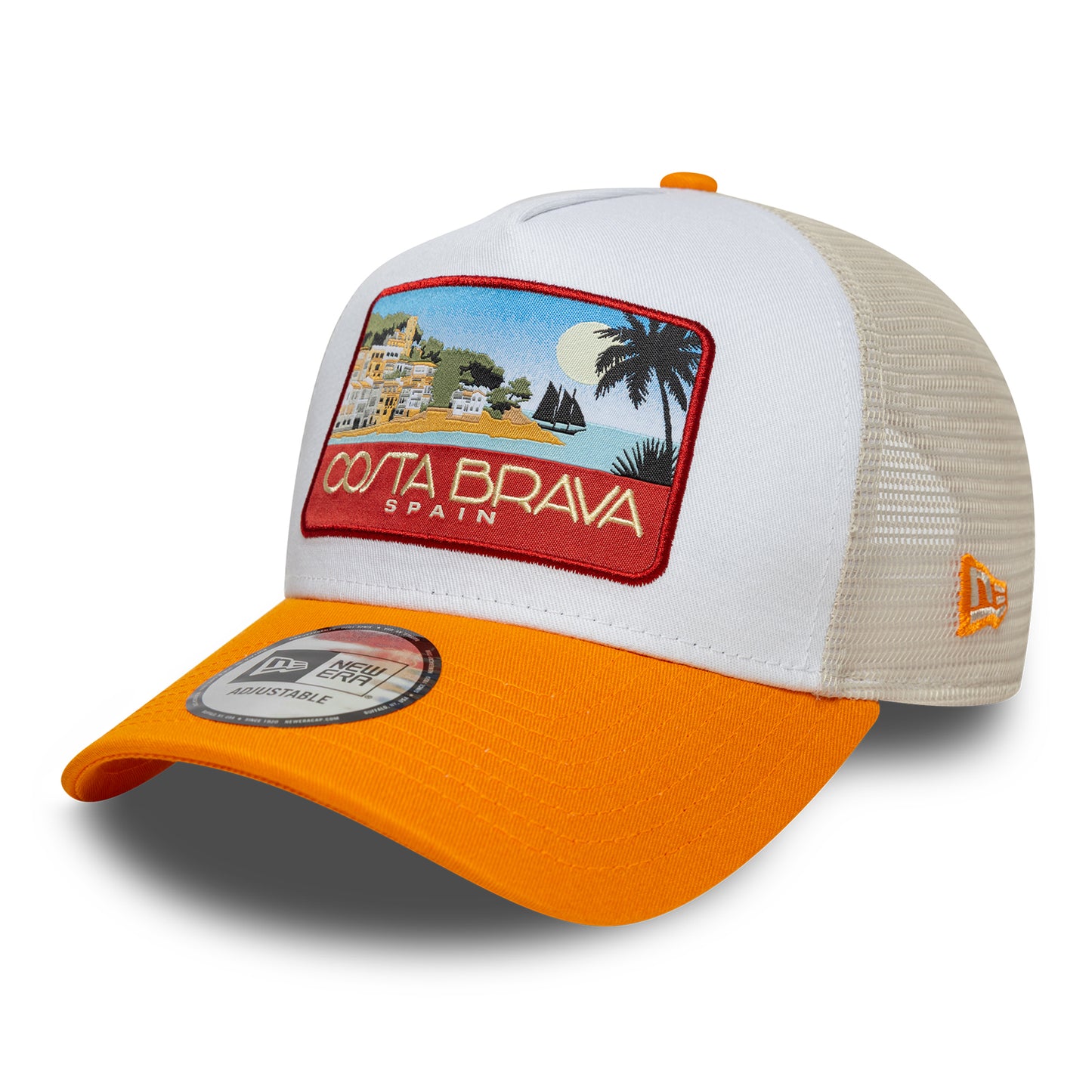 Gorra de camionero A-Frame Location Patch Costa Brava de New Era - Naranja-Piedra