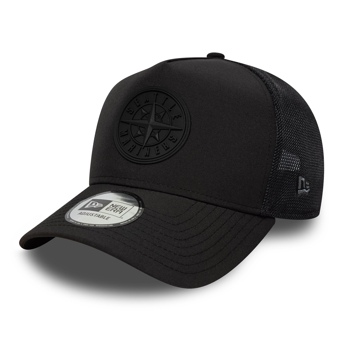 Gorra de camionero A-Frame MLB Sport Featherweight Seattle Mariners de New Era - Negro sobre Negro