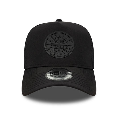 Gorra de camionero A-Frame MLB Sport Featherweight Seattle Mariners de New Era - Negro sobre Negro