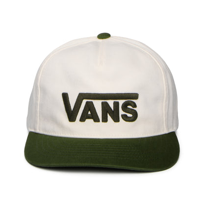 Gorra Snapback Drop V Logo visera curvada de Vans - Blanco Roto-Verde Musgo