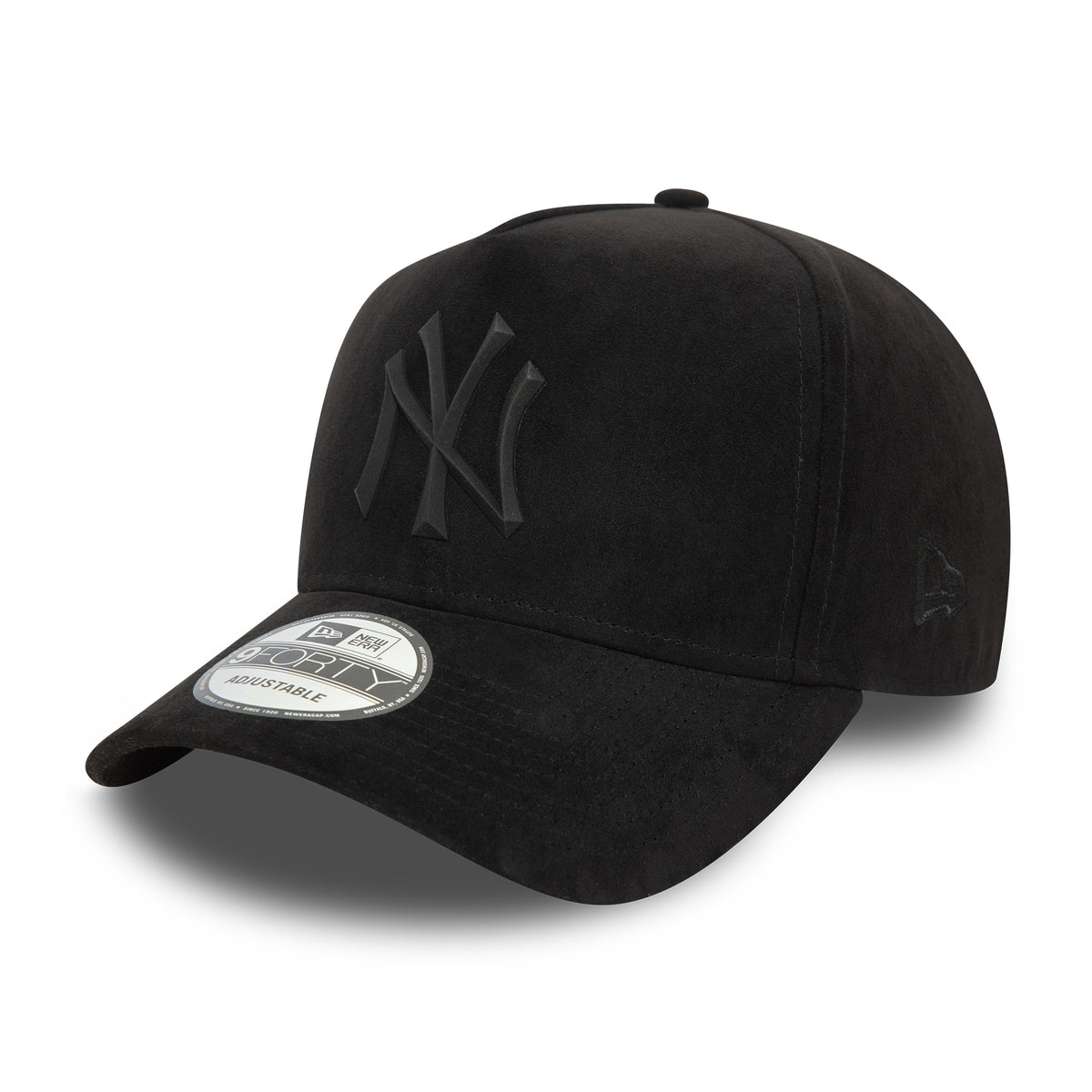 Gorra Snapback 9FORTY A-Frame MLB Faux Suede New York Yankees de New Era - Negro sobre Negro