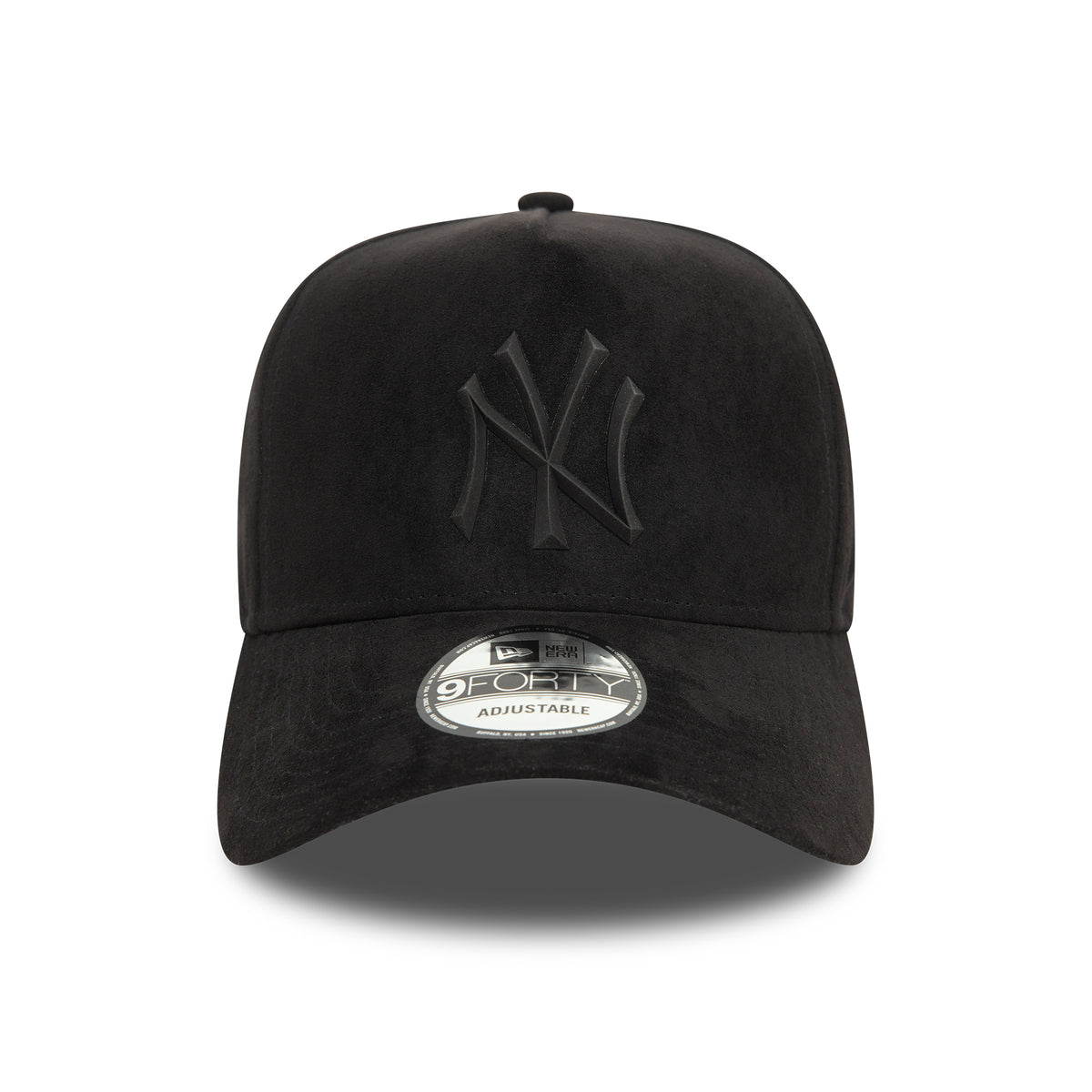 Gorra Snapback 9FORTY A-Frame MLB Faux Suede New York Yankees de New Era - Negro sobre Negro