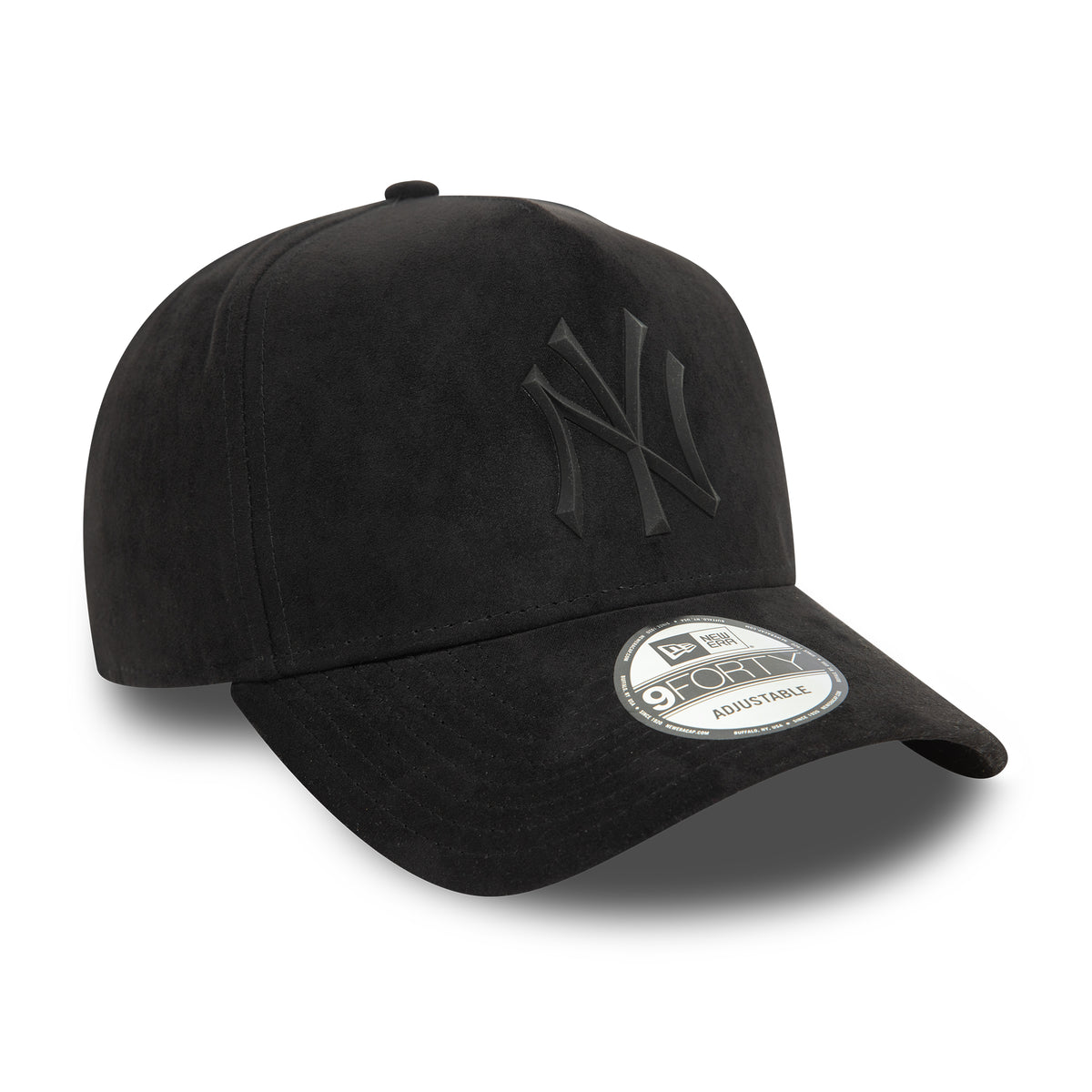 Gorra Snapback 9FORTY A-Frame MLB Faux Suede New York Yankees de New Era - Negro sobre Negro