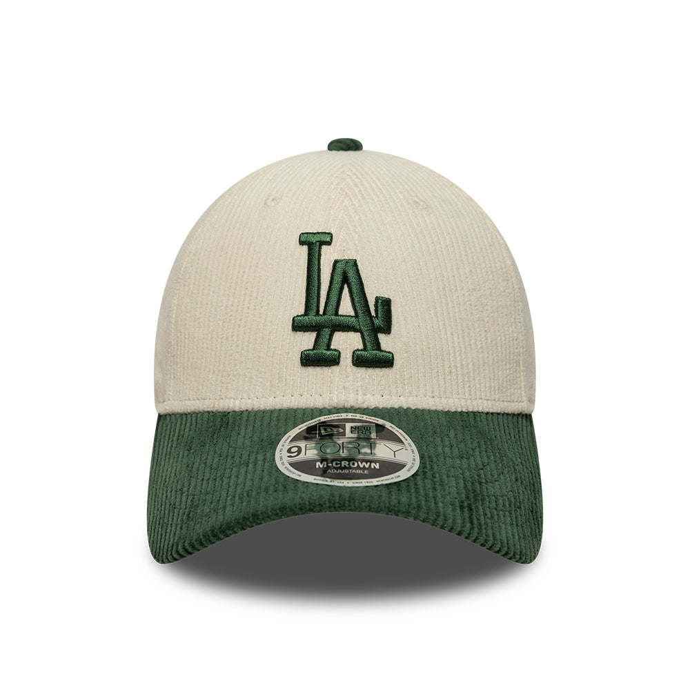 Gorra de béisbol 9FORTY M-Crown MLB Cord L.A. Dodgers de New Era - Crema-Verde Oscuro
