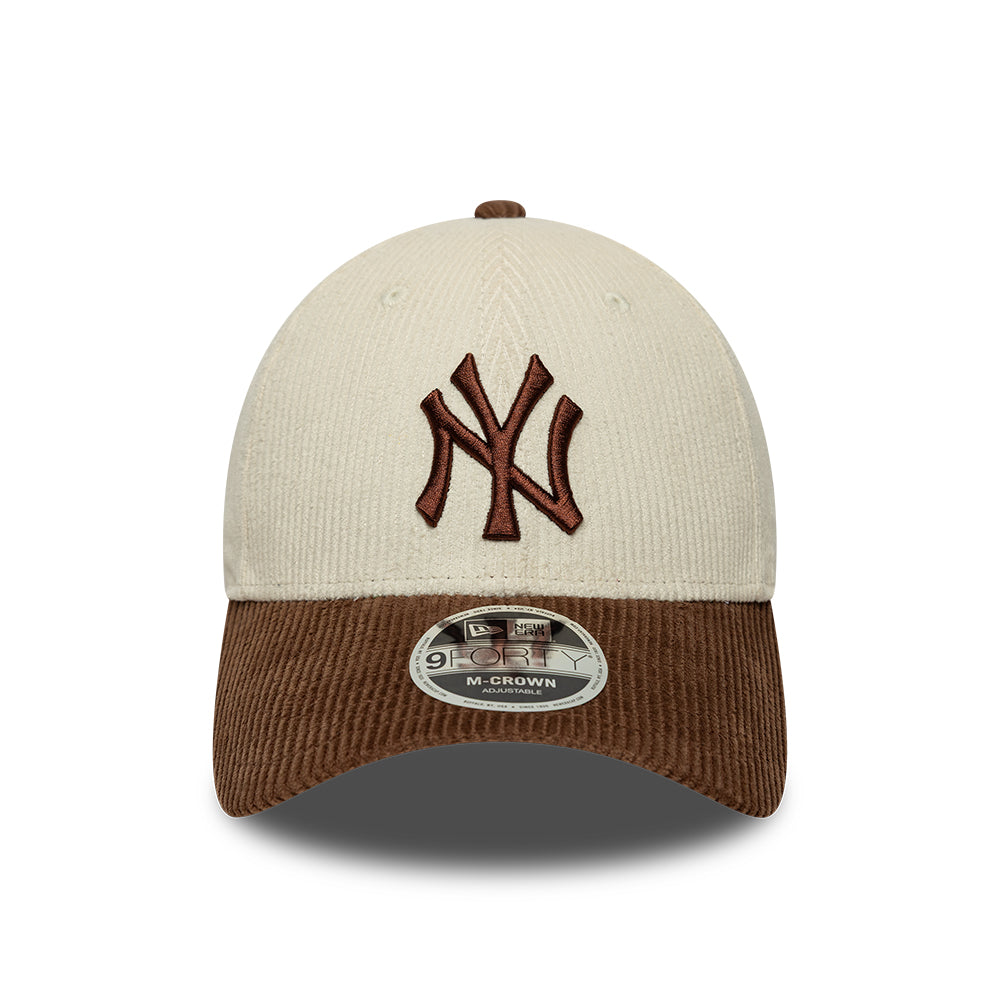 Gorra de béisbol 9FORTY M-Crown MLB Cord New York Yankees de New Era - Crema-Marrón Intenso