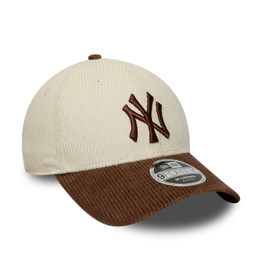 Gorra de béisbol 9FORTY M-Crown MLB Cord New York Yankees de New Era - Crema-Marrón Intenso