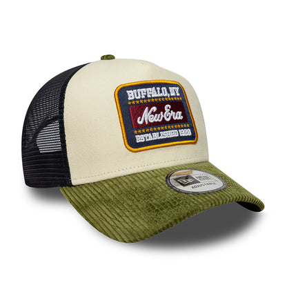 Gorra de camionero 9FORTY A-Frame Patch Cord de New Era - Crema-Verde Oliva