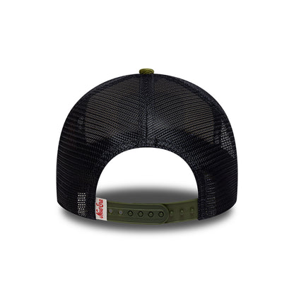 Gorra de camionero 9FORTY A-Frame Patch Cord de New Era - Crema-Verde Oliva