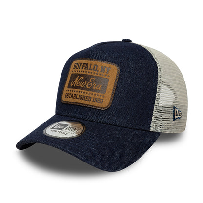 Gorra de camionero 9FORTY A-Frame Patch Denim de New Era - Azul Oscuro