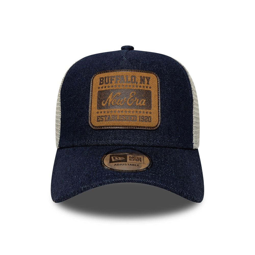 Gorra de camionero 9FORTY A-Frame Patch Denim de New Era - Azul Oscuro
