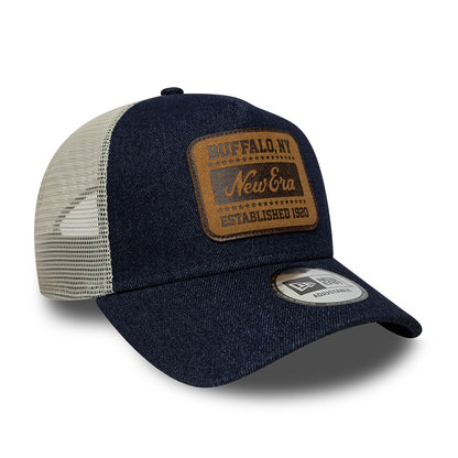Gorra de camionero 9FORTY A-Frame Patch Denim de New Era - Azul Oscuro