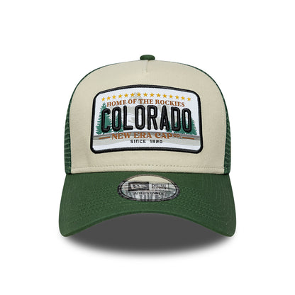 Gorra de camionero 9FORTY A-Frame License Plate Colorado de New Era - Piedra-Verde Oscuro