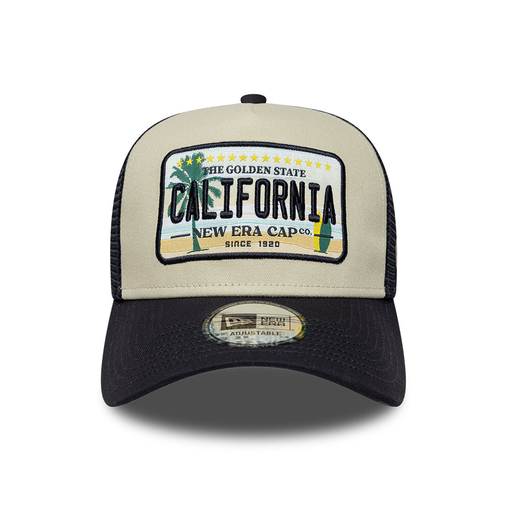 Gorra de camionero 9FORTY A-Frame License Plate California de New Era - Piedra-Azul Marino