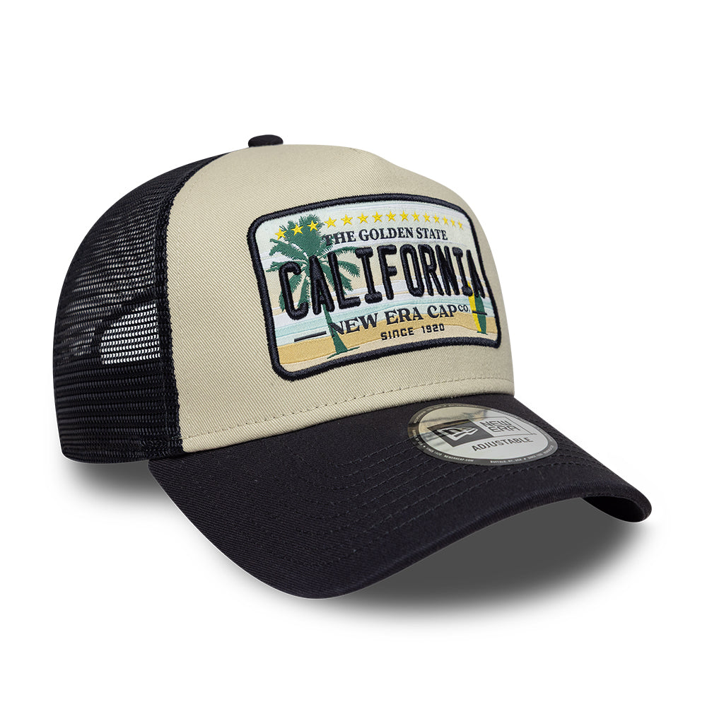 Gorra de camionero 9FORTY A-Frame License Plate California de New Era - Piedra-Azul Marino