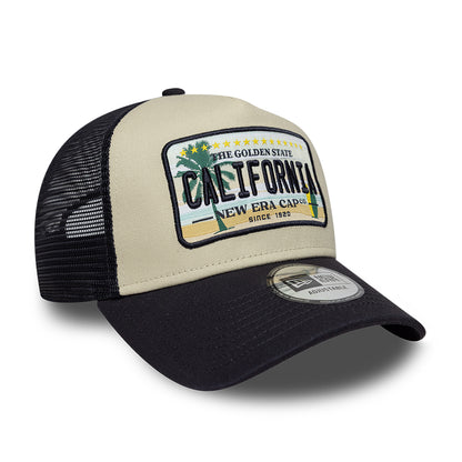 Gorra de camionero 9FORTY A-Frame License Plate California de New Era - Piedra-Azul Marino