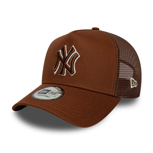 Gorra de camionero 9FORTY A-Frame MLB Outline New York Yankees de New Era - Marrón Intenso-Crema