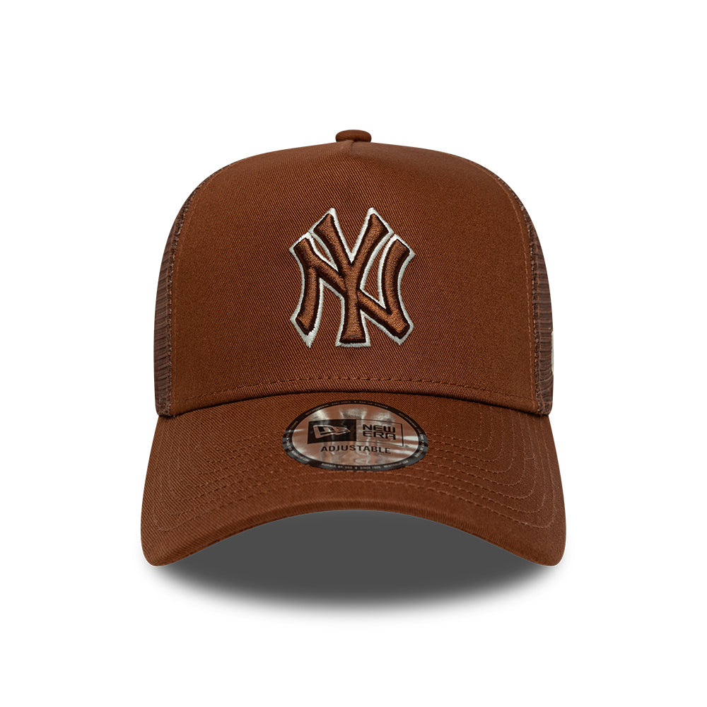 Gorra de camionero 9FORTY A-Frame MLB Outline New York Yankees de New Era - Marrón Intenso-Crema