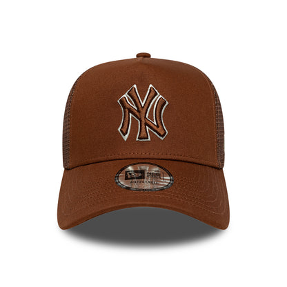 Gorra de camionero 9FORTY A-Frame MLB Outline New York Yankees de New Era - Marrón Intenso-Crema