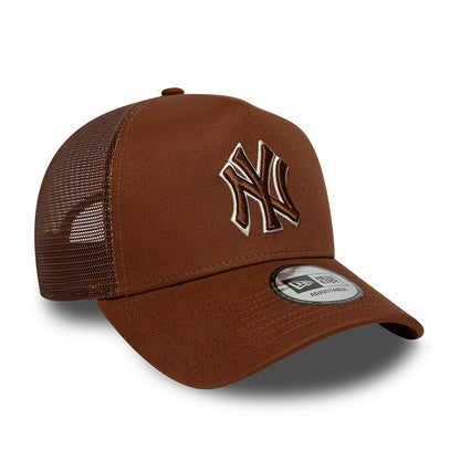 Gorra de camionero 9FORTY A-Frame MLB Outline New York Yankees de New Era - Marrón Intenso-Crema