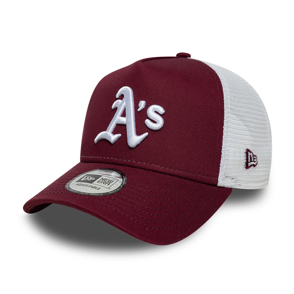 Gorra de camionero 9FORTY A-Frame MLB League Essential Athletics de New Era - Burdeos-Blanco