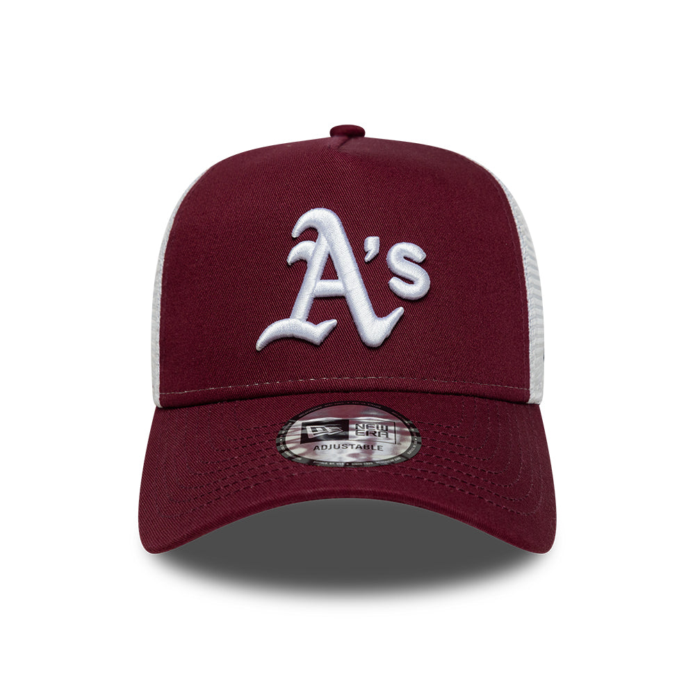 Gorra de camionero 9FORTY A-Frame MLB League Essential Athletics de New Era - Burdeos-Blanco