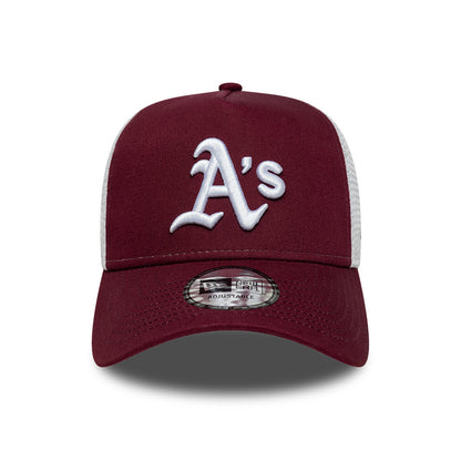 Gorra de camionero 9FORTY A-Frame MLB League Essential Athletics de New Era - Burdeos-Blanco