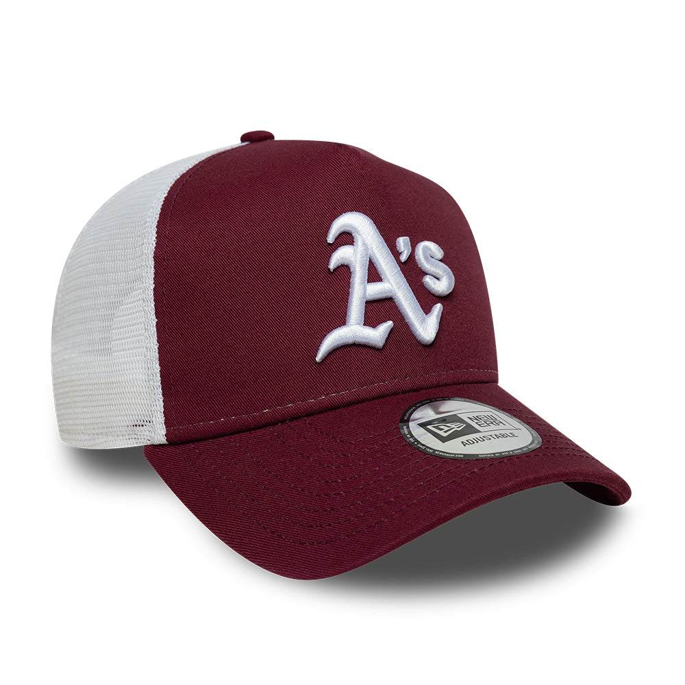 Gorra de camionero 9FORTY A-Frame MLB League Essential Athletics de New Era - Burdeos-Blanco