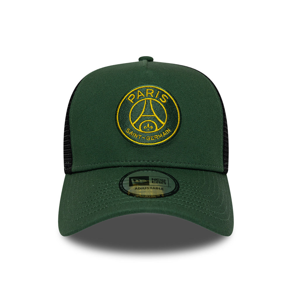 Gorra de camionero A-Frame de temporada Paris Saint-Germain FC de New Era - Verde Oscuro