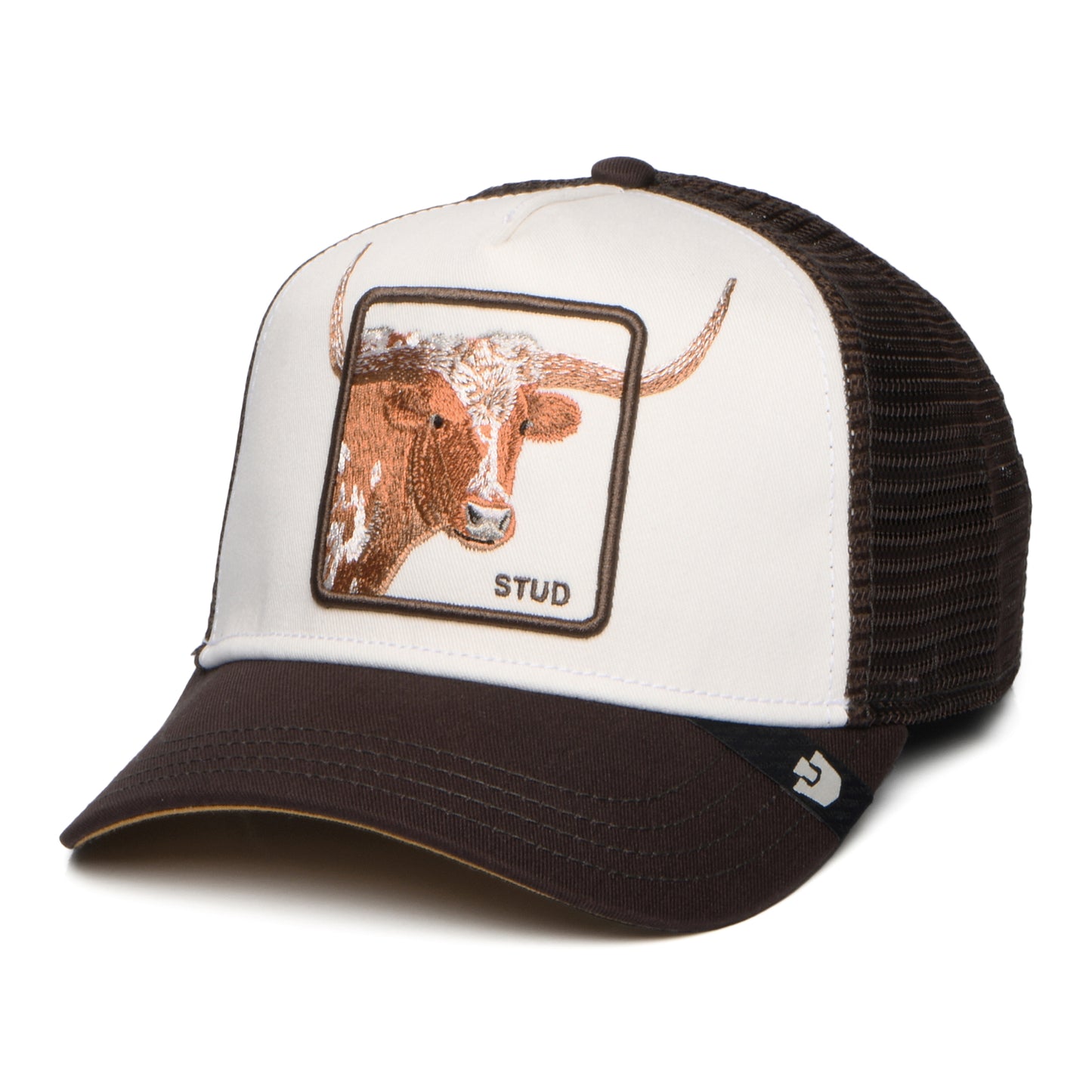 Gorra de camionero Over the Line Longhorn de Goorin - Blanco-Marrón
