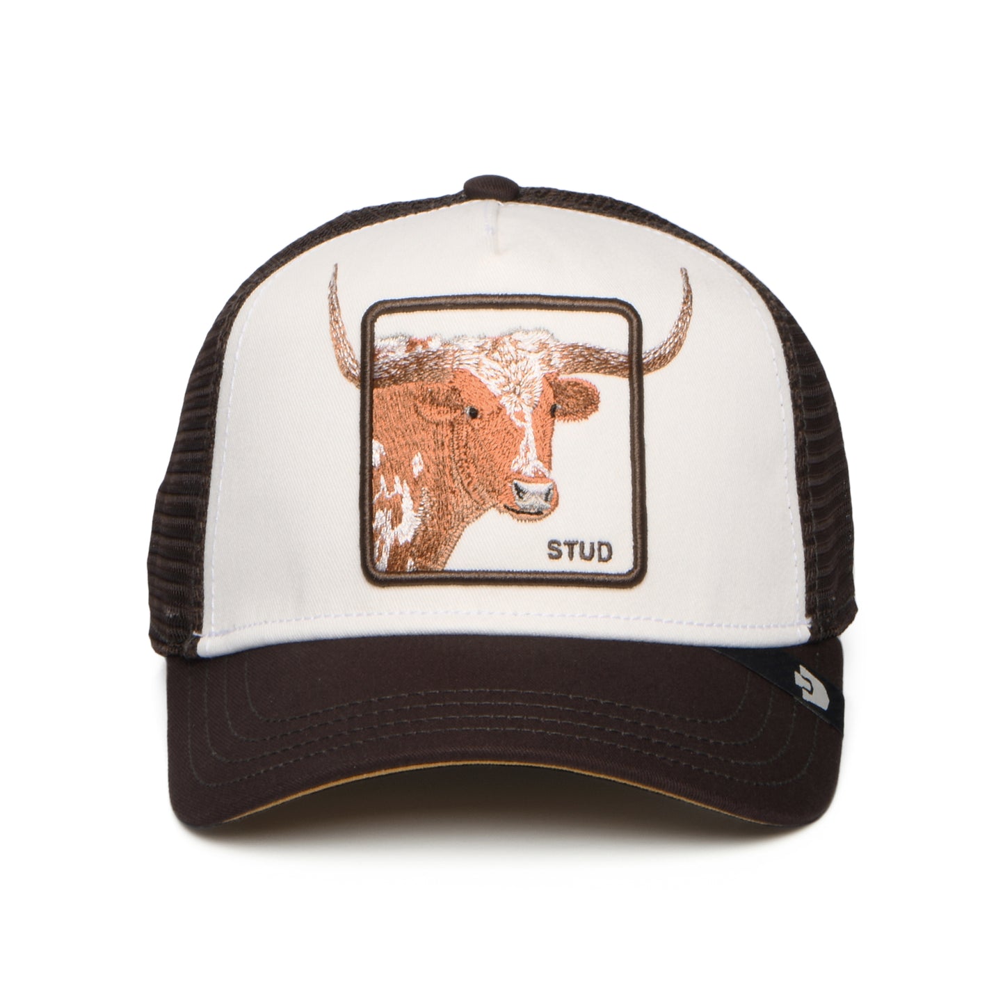 Gorra de camionero Over the Line Longhorn de Goorin - Blanco-Marrón