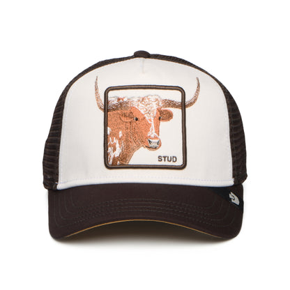 Gorra de camionero Over the Line Longhorn de Goorin - Blanco-Marrón