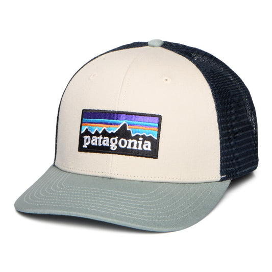 Gorra de camionero P-6 Logo de algodón orgánico de Patagonia - Piedra-Salvia-Azul Marino