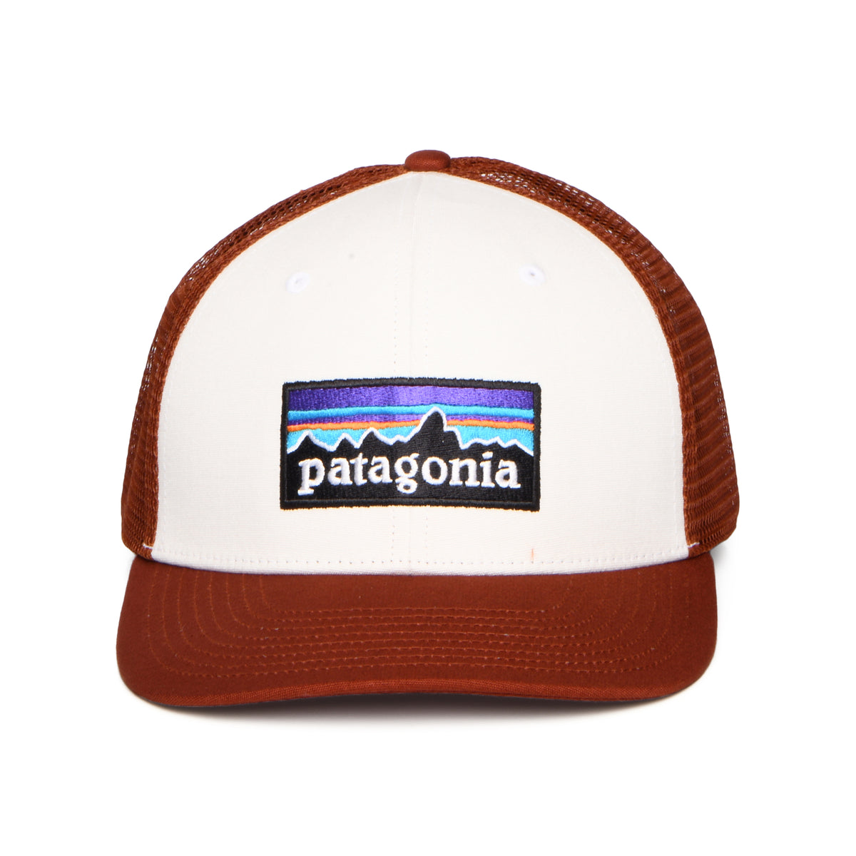 Gorra de camionero P-6 Logo de algodón orgánico de Patagonia - Blanco-Ladrillo