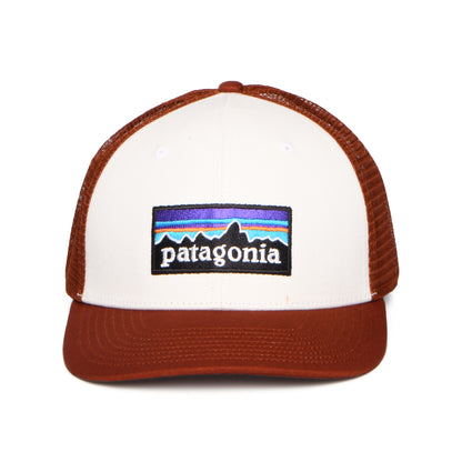 Gorra de camionero P-6 Logo de algodón orgánico de Patagonia - Blanco-Ladrillo