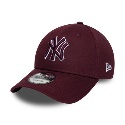 Gorra de béisbol 9FORTY MLB Team Outline New York Yankees de New Era - Granate-Blanco