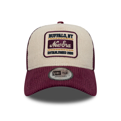 Gorra de camionero 9FORTY A-Frame Cord Visor de New Era - Piedra-Granate