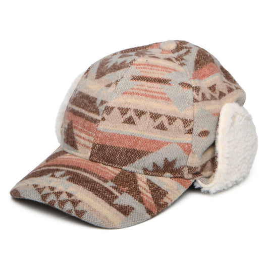 Gorra de béisbol Sapos estampado azteca con orejeras de Scala - Chocolate-Multi