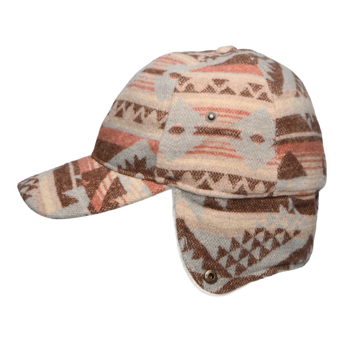 Gorra de béisbol Sapos estampado azteca con orejeras de Scala - Chocolate-Multi
