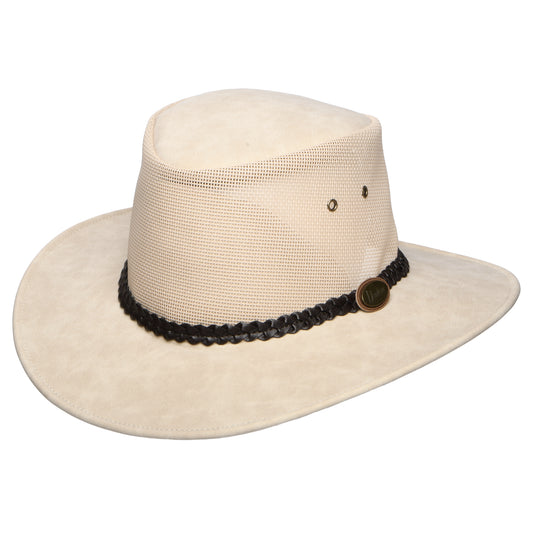 Sombrero Outback Voyager ventilado de piel sintética de Denton - Beige
