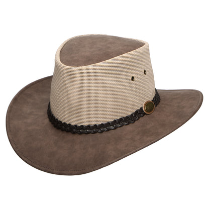 Sombrero Outback Voyager ventilado de piel sintética de Denton - Marrón