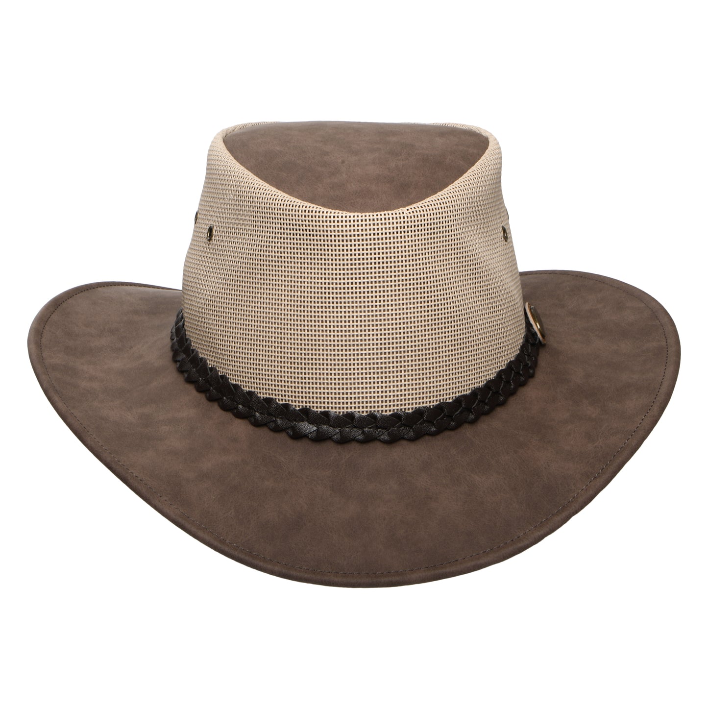 Sombrero Outback Voyager ventilado de piel sintética de Denton - Marrón