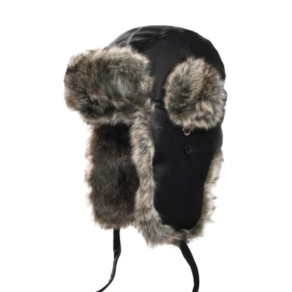 Sombrero Trapper de piel sintética de Jaxon & James - Negro