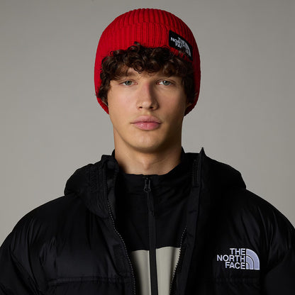Gorro TNF Logo Box con vuelta de The North Face - Rojo
