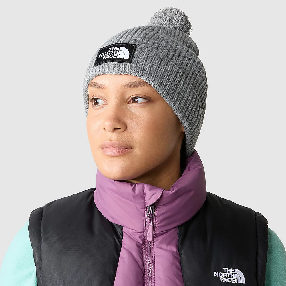 Gorro con Pompón Logo Box reciclada de The North Face - Gris Jaspeado