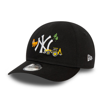 Gorra de béisbol 9FORTY MLB Icon New York Yankees para bebé de New Era - Negro-Blanco