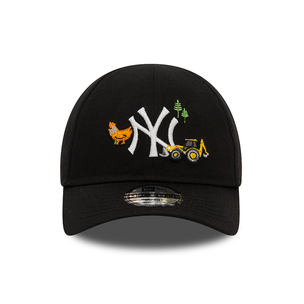 Gorra de béisbol 9FORTY MLB Icon New York Yankees para bebé de New Era - Negro-Blanco