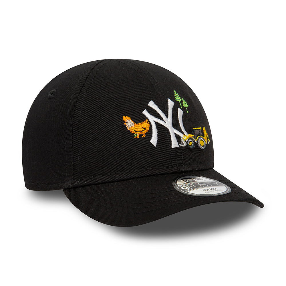 Gorra de béisbol 9FORTY MLB Icon New York Yankees para bebé de New Era - Negro-Blanco